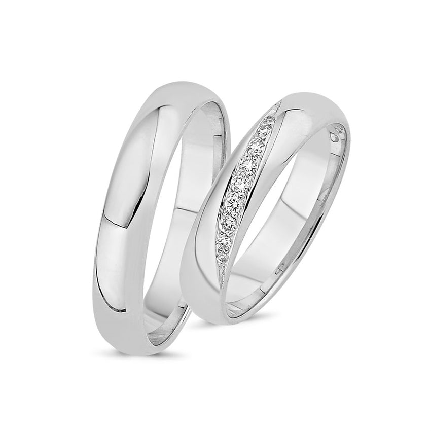 Unikke Nuran vielsesringe i 14 kt hvidguld med 0,12 ct diamanter